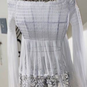 white off the shoulder lace top